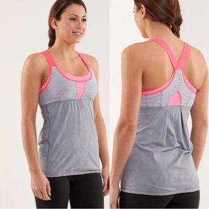 LULULEMON stuff your bra Gray and Pink Racerback Tank Top